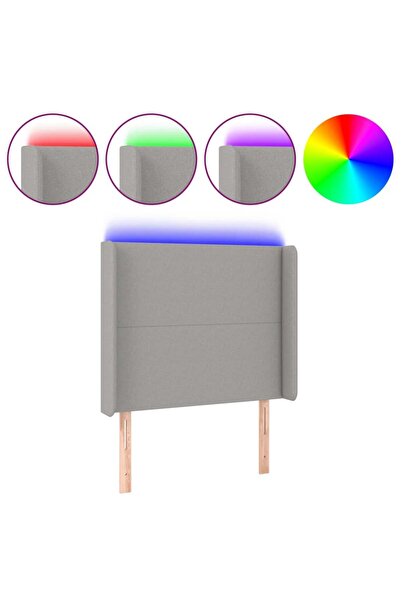 vidaxl Tăblie de pat cu LED, gri deschis, 83x16x118/128 cm, textil