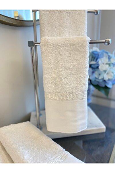 Denef Home Natural - bamboo kitchen towel with kolberli embroidery white - 30...
