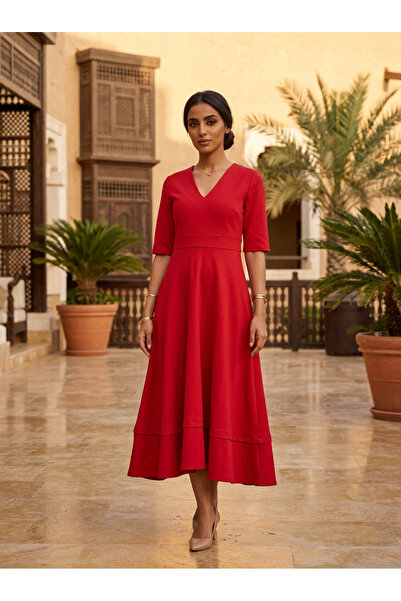 SUGA Elegant Princess Cut Midi Dress – Royal