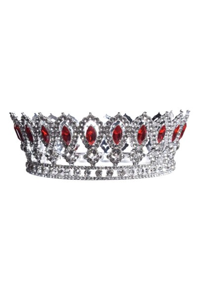 Decoratiuni Dulci Coronita eleganta argintie cu pietre rosii
