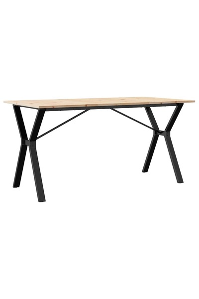 vidaxl Masă de bucătărie, cadru Y, 140x80x75cm lemn masiv pin și Oţel