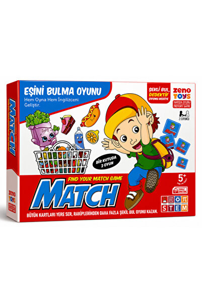 1000 çeşit hediye dünyası Zeno Toys Match Find Your Match Game 5+ Years Old E...
