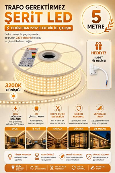 Noas 220V ŞERİT LED GÜNIŞIĞI - 5 MT