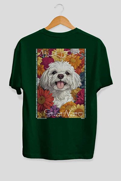Ankhises Tricou supradimensionat verde cu imprimeu câinele "For Dog's Sake 10...