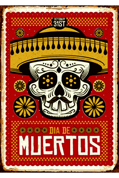 Lucena Dia De Muertos Craniu Mexican din lemn MDF Decor de perete pictat Pict...