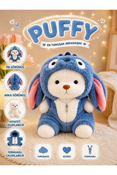 SHAMİRA Stitch kostümlü 30 cm puffy hug kıyafetleri çıkartılabilir ayakları h...