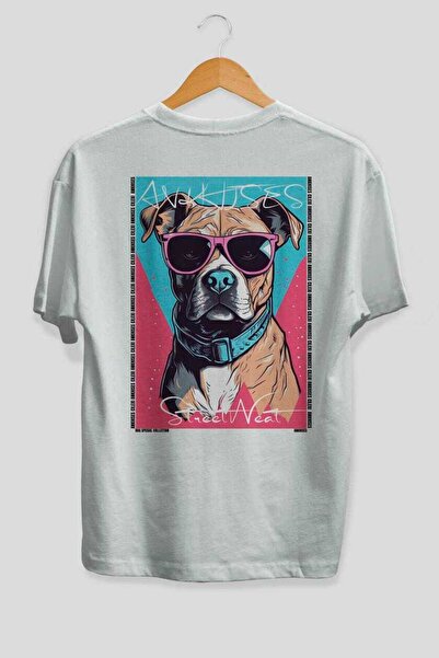 Ankhises For Dog Lovers 46 White Oversize T-Shirt with Dog Print on the Back ...