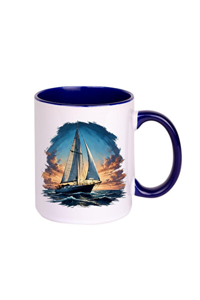 CERCİBAZAAR Special Design Porcelain Mug with Sea and Sailing Theme – 300 ml ...