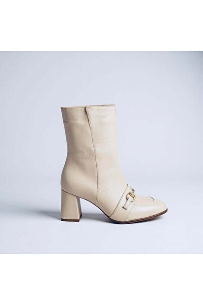 Hayati Arman Women's Genuine Leather Zippered Blunt Toe Buckle Detailed Thick...
