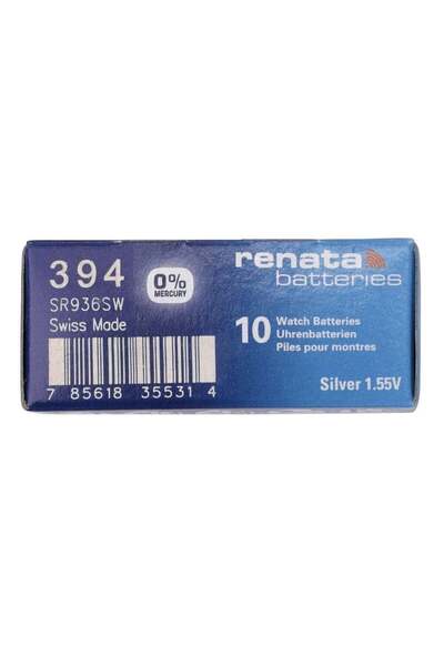 RENATA 394 (SR936SW) Watch Battery, Silver Oxide 1.55V Battery, Pack of 10 Ba...