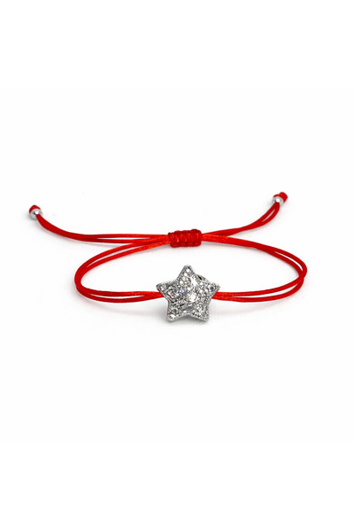 PerleJewelry Star Charm Red Silver Bileklik