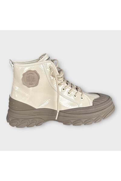 Guja Women's Lace-Up Imported Non-Slip Thick Sole Patent Leather Sports Boots...