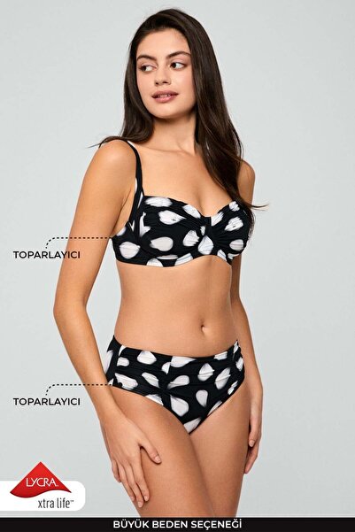 Kom Lichanda Drape Detaylı Toparlayıcı Bikini Takımı Siyah