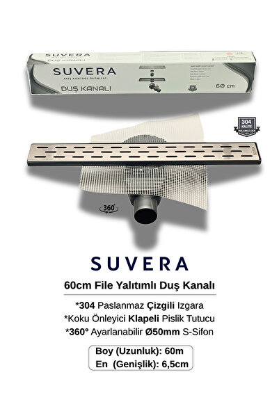 Suvera 60cm 304 Paslanmaz Izgaralı (File Yalıtım Kitli) Koku Önleyici Klapeli...