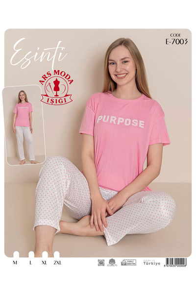 ars moda ışığı Women's Pajama Set Fabric Esinti Color Pink