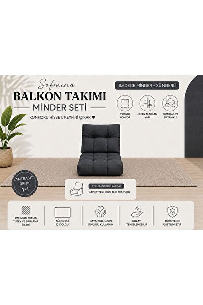 Sofmina Tekli Koltuk 1-1 Minderi Balkon Bahçe Teras Kafe Minderi
