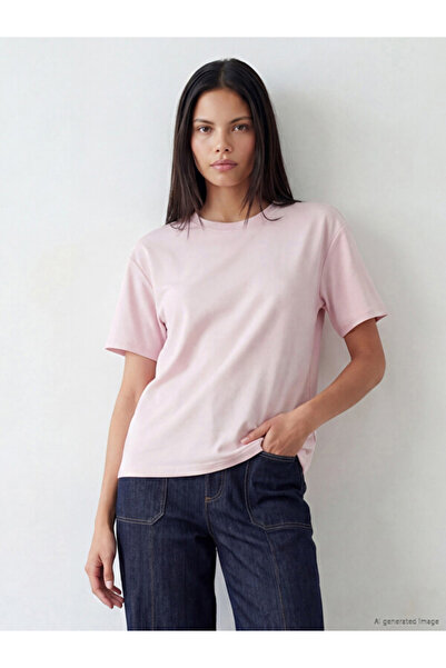 LC Waikiki Crew Neck Oversize Women's Ribbed T-Shirt