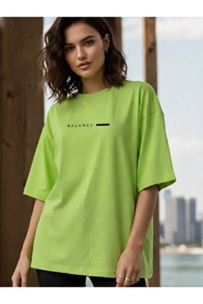 Flubutik Lime Balance Printed Cotton T-Shirt