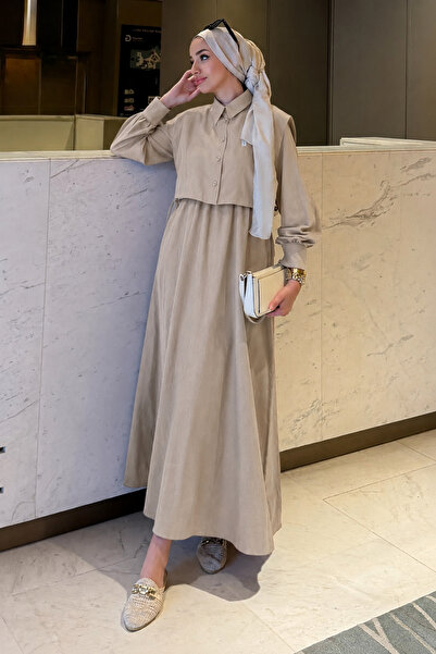 Tesettür Diyarı Women's Hijab Clothing Dress with Bolero-Mink