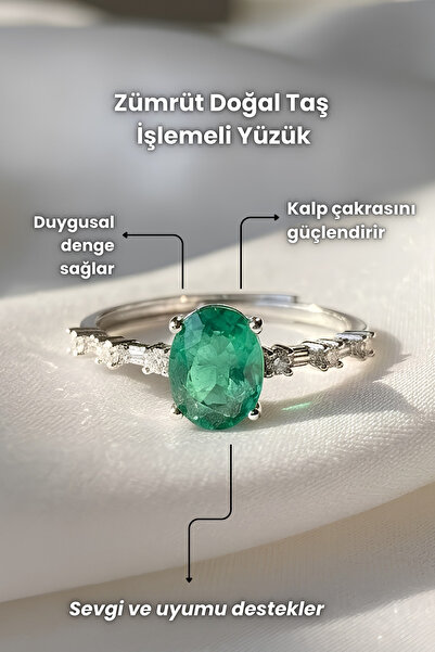 Elifsu Jewelry خاتم مرصع بحجر الزمرد الطبيعي