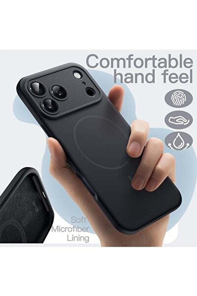 Generic Magnetic Silicone Case for iPhone 17 Pro Max, MagSafe Compatible, Shock Absorbing, Camera Protection (Black)