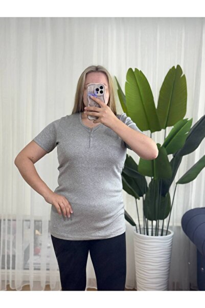 YNSGİYİM Yns - Women's Cotton Lu T-Shirt Rib Knit 100% Cotton T-Shirt Blouse ...