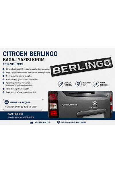 İthal Citroen Berlingo Bagaj Yazısı Krom 2019 ve Üzeri
