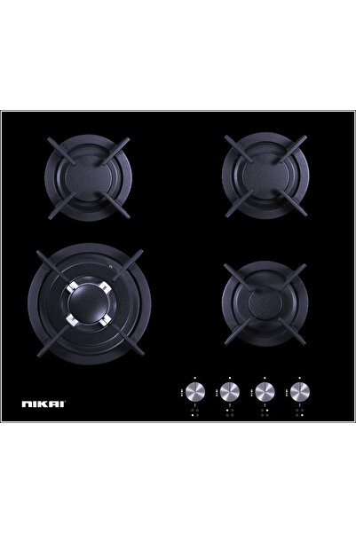 Nikai 60 cm 4-burner Built-in Gas Hob with Triple Ring Burner, Metal Knob, 8m...
