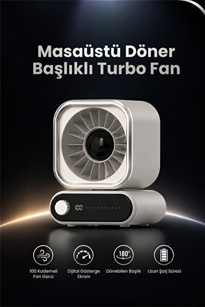 SEYUTECH Masaüstü Döner Başlıklı Turbo Fan Şarjlı Taşınabilir 100 Kademeli Di...