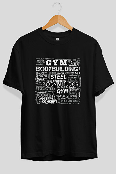 Ankhises Gym Bodybuilding Oversize Front Printed Black T-Shirt 100% Cotton St...