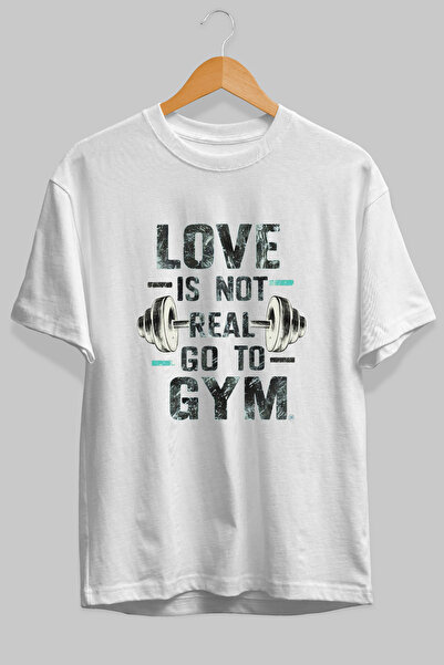 Ankhises Go to Gym Oversize μπλουζάκι με στάμπα μπροστά, λευκό, 100% βαμβάκι,...