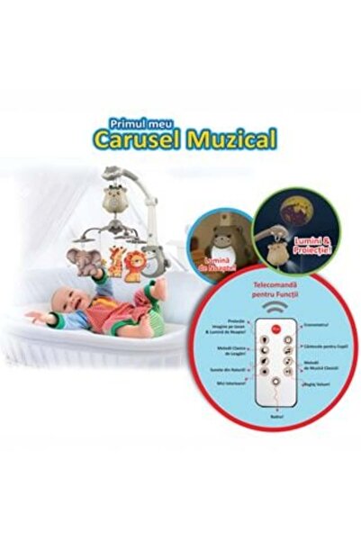 OEM Carusel muzical cu animale, sunete delicate și proiector