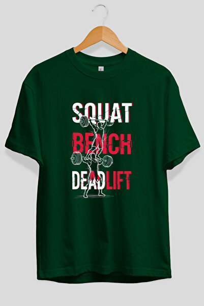 Ankhises Squat Bench Deadlift 2 Υπερμεγέθη πράσινο μπλουζάκι με στάμπα στο μπ...