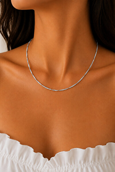 Balenbi Women's Tarnish-Resistant Steel Twisted Snake Chain Necklace 40+5 cm ...