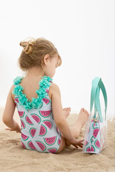 Momercy Girl's 3D Floral Swimsuit & Beach Bag Set, the Most Beautiful Girl's ...