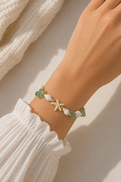 MakeWell Natural Seashell Bracelet with Starfish Detail – Summer Women's Brac...