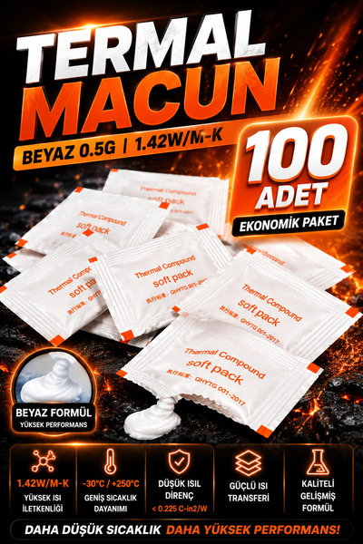 nelerbulurum 100 Adet Termal Macun 0.5G Beyaz CPU GPU Laptop PC İşlemci Soğut...