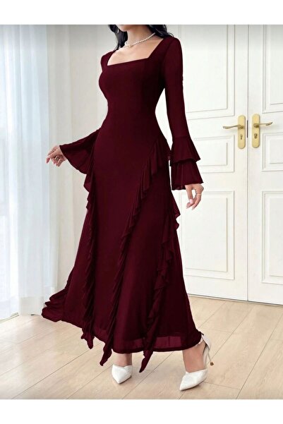 SERAFIN FASHION Burgundy Dress