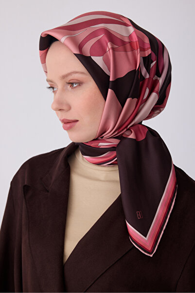 Belli Twill Silk Scarf Bitter Brown, Pink