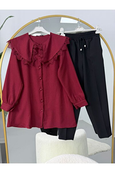 EC MODA Lace Collar Detailed Trouser Suit