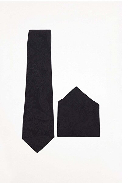 Tudors Black patterned pocket square classic tie