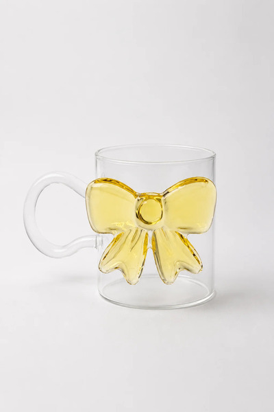 Bereketli Store Clasy Bowknot Borosilicate Glass Mug – Heat Resistant Transpa...