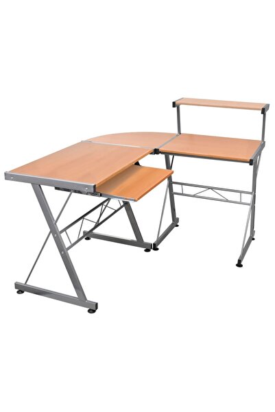 vidaxl Birou de computer colțar, maro, 132x112x99 cm, lemn prelucrat