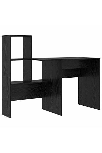 vidaxl Birou cu raft Stejar Negru 131,5 x 50 x 106,5 cm Lemn compozit
