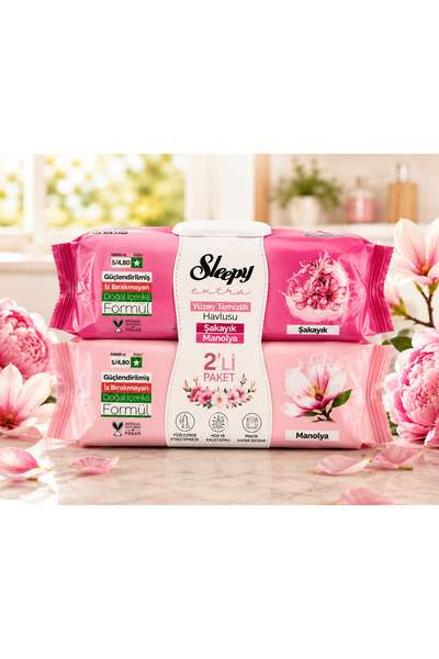 Sleepy Extra Şakayık & Manolya Yüzey Temizleme Havlusu 2'li Paket 200 Yaprak ...