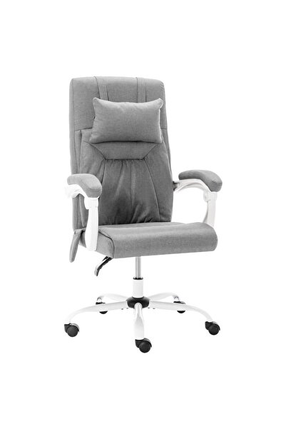 vidaxl Scaun de birou cu masaj, gri, material textil