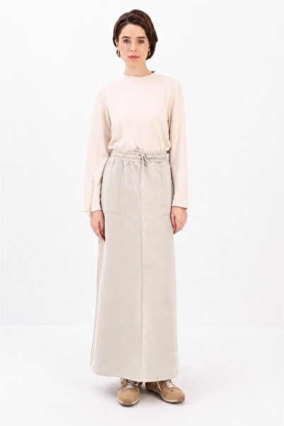 İDOL GİYİM Cotton Long Skirt Elastic Waist Daily Use Women's Skirt