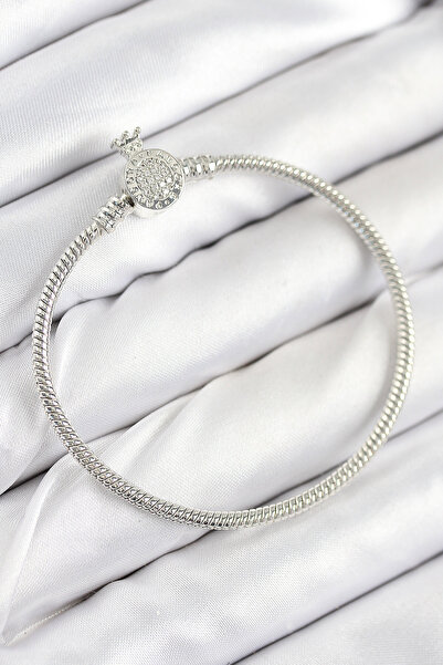 OGHAMAY Brass Charm Zircon Stone Crown Model Silver Color Women's Bracelet
