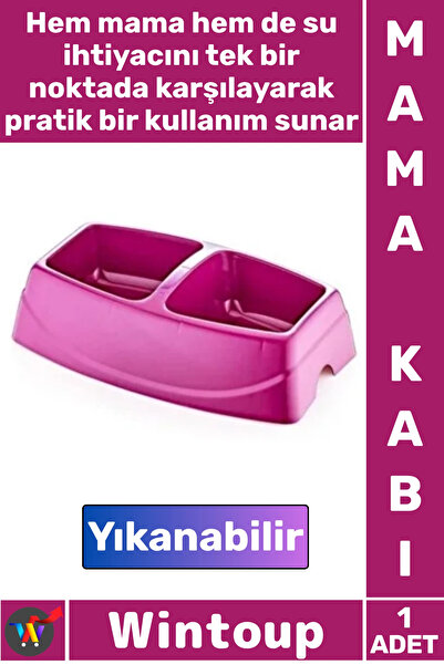 Wintoup # ماما كابي 1. وعاء ماء بلاستيكي للقطط والكلاب، وعاء طعام مزدوج كبير ...