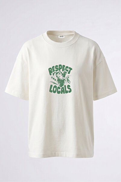 Anetos Tricou supradimensionat alb din bumbac cu imprimeu pe spate Koala Design